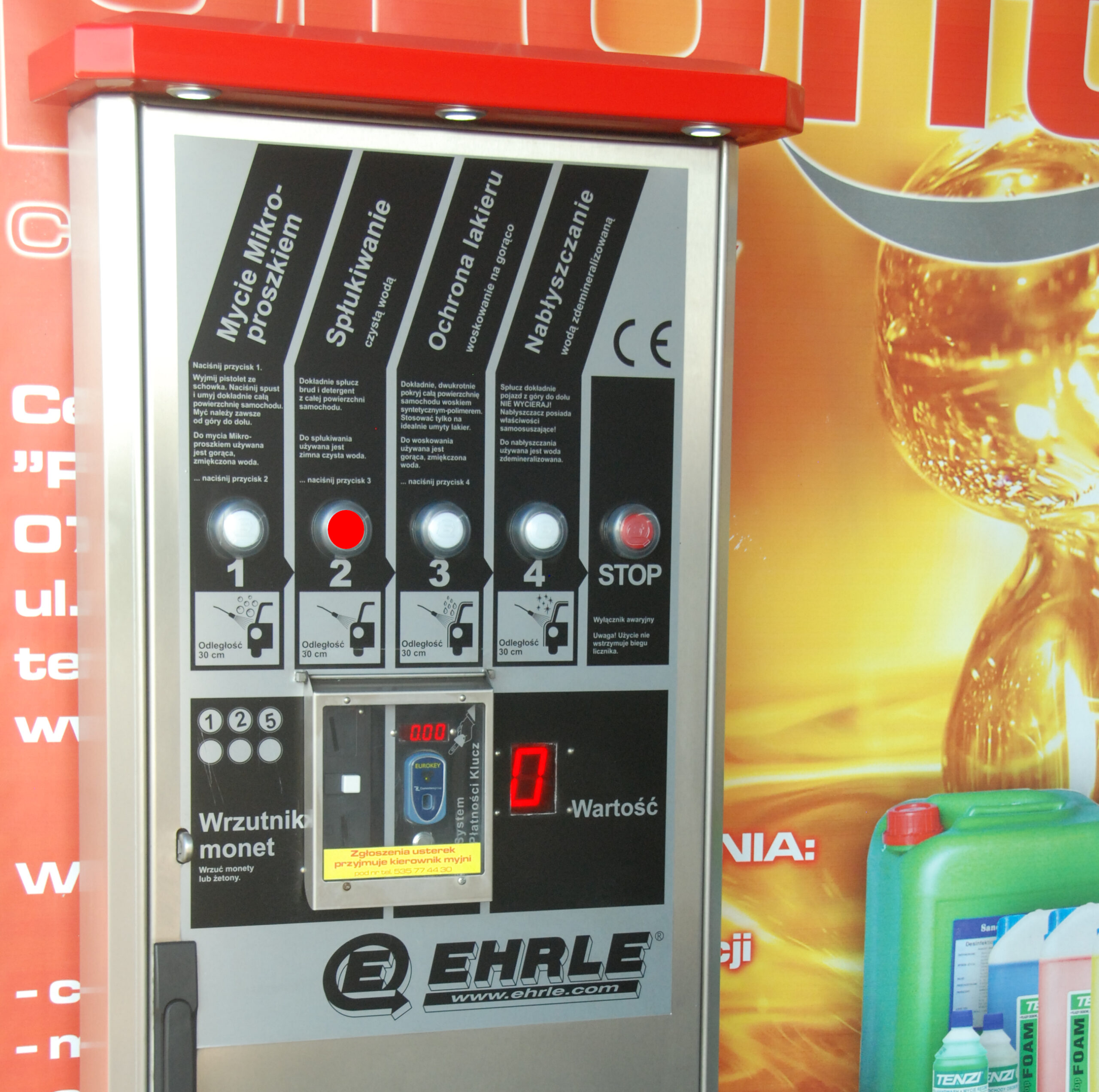 Panel wyboru programu myjni profit z wybranym programem nr 2